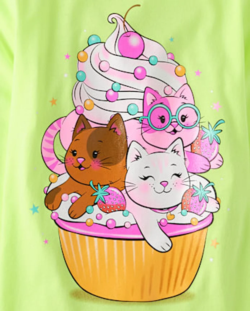 Fille Cat Dessert T-shirt imprimé 2-Pack