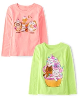 Fille Cat Dessert T-shirt imprimé 2-Pack