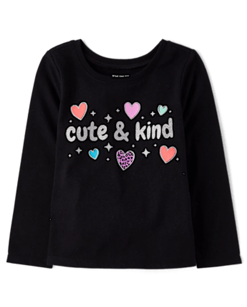 Baby And Toddler Girls Cute Kind Graphic Tee