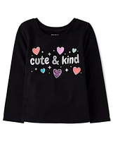 Baby And Toddler Girls Cute Kind Graphic Tee