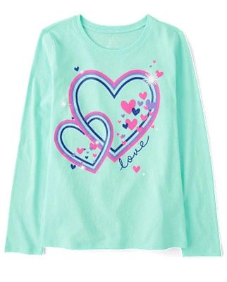 Girls Love Heart Graphic Tee