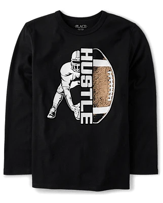 Boys Hustle Football Graphic Tee