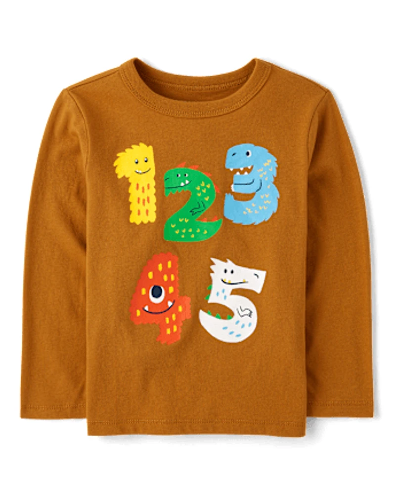 Baby And Toddler Boys Dino Numbers Graphic Tee