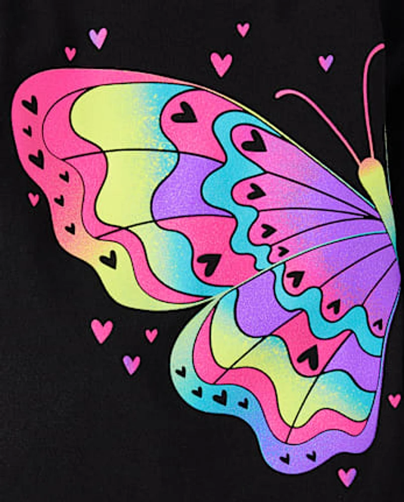 Baby And Toddler Girls Rainbow Butterfly Graphic Tee