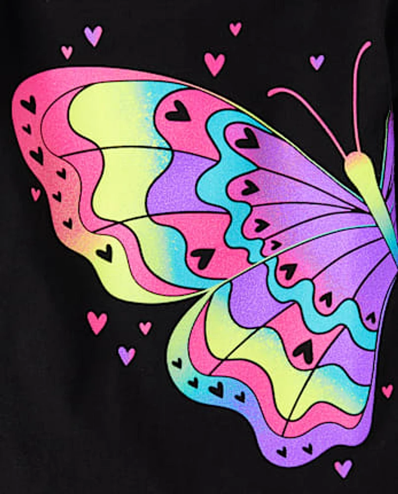 Girls Rainbow Butterfly Graphic Tee