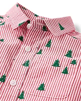 Baby And Toddler Boys Print Poplin Button Up Shirt