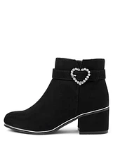 Girls Jeweled Heart Buckle Booties