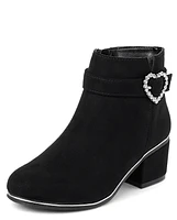 Girls Jeweled Heart Buckle Booties