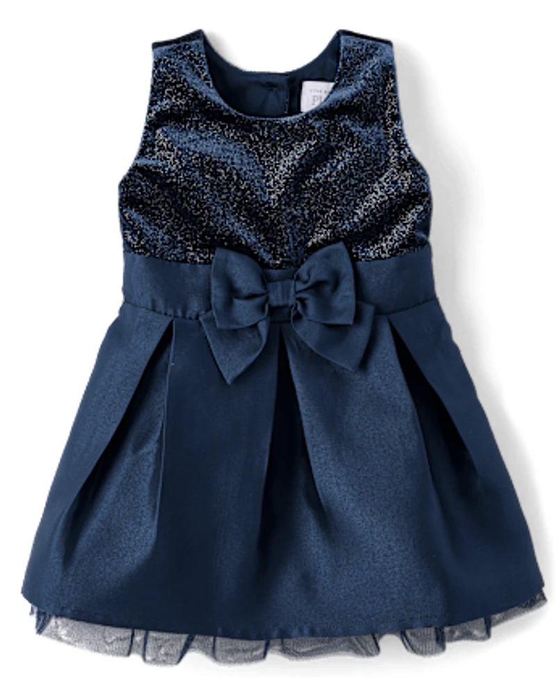 Baby And Toddler Girls Foil Dot Fit Flare Dress