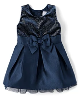 Baby And Toddler Girls Foil Dot Fit Flare Dress