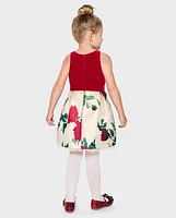 Baby And Toddler Girls Floral Velour Fit Flare Dress