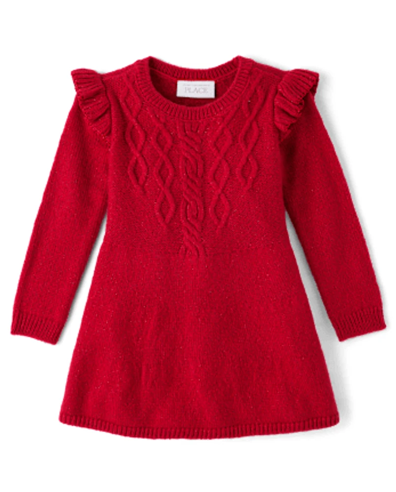 Baby And Toddler Girls Cable Knit Sweater Dress