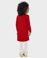 Baby And Toddler Girls Sequin Reindeer Sweater Dress