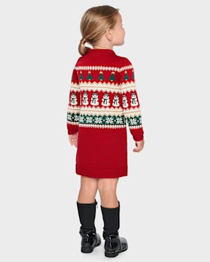 Baby And Toddler Girls Matching Family Christmas Fairisle Sweater Dress