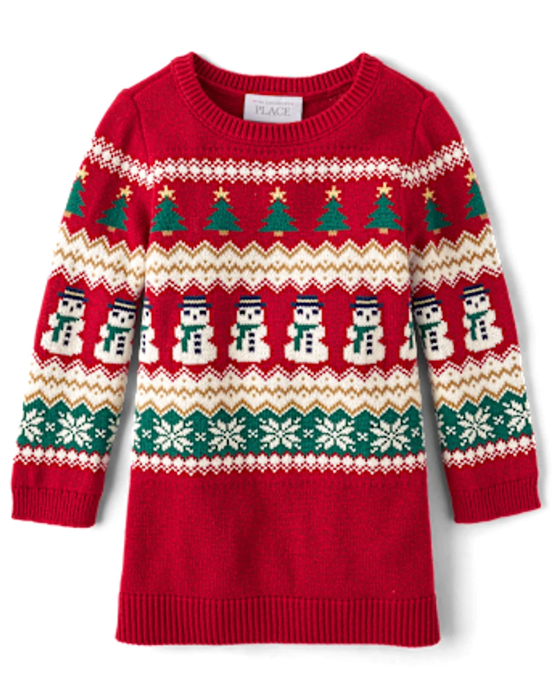 Baby And Toddler Girls Matching Family Christmas Fairisle Sweater Dress