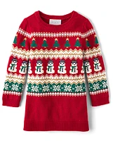 Baby And Toddler Girls Matching Family Christmas Fairisle Sweater Dress