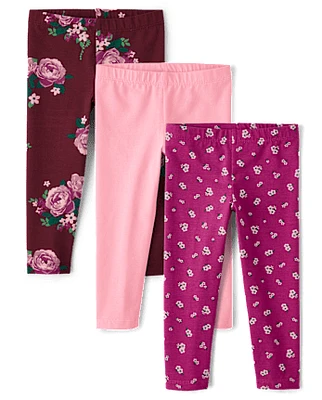 Toddler Girls Floral Leggings 3-Pack