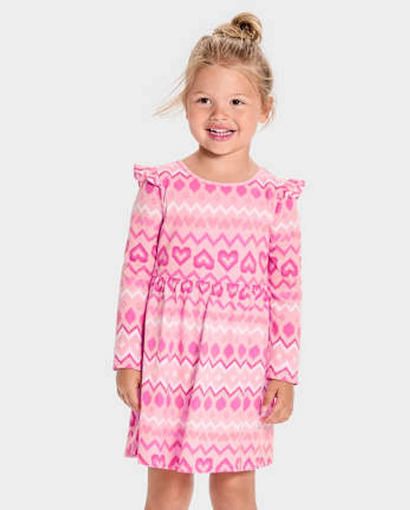 Baby And Toddler Girls Heart Fairisle Flutter Dress