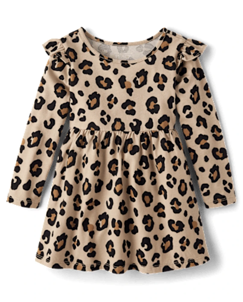 Baby And Toddler Girls Leopard Flutter Dress