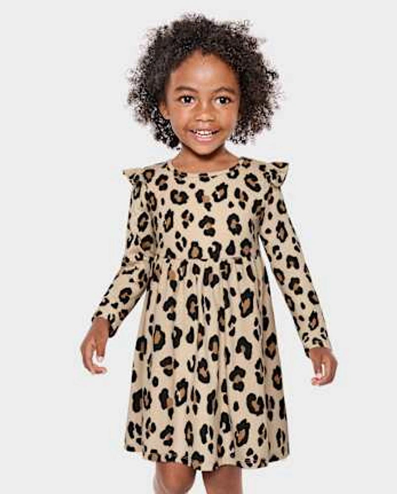 Baby And Toddler Girls Leopard Flutter Dress