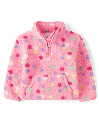 Toddler Girls Print Sherpa Half-Zip Pullover