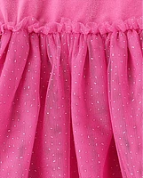 Baby And Toddler Girls Cross Back Glitter Velour Tutu Dress