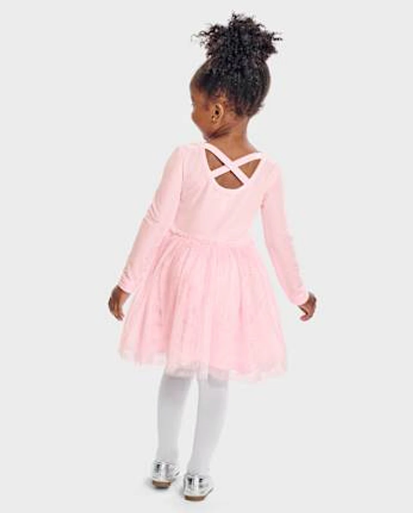 Baby And Toddler Girls Cross Back Velour Tutu Dress