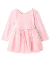 Baby And Toddler Girls Cross Back Velour Tutu Dress