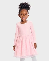 Baby And Toddler Girls Cross Back Glitter Velour Tutu Dress