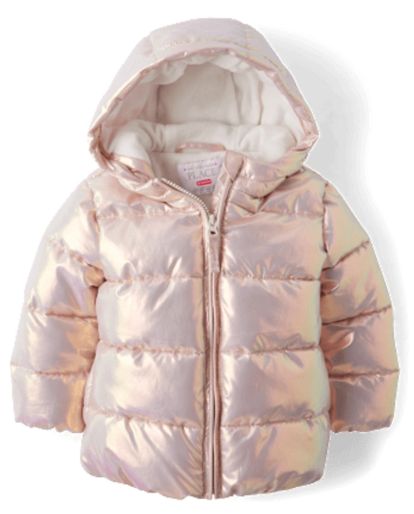 Toddler Girls High Shine Quilted Puffer Jacker