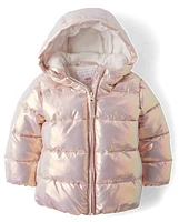 tout-petit, fille High Shine Quilted Puffer Jacker