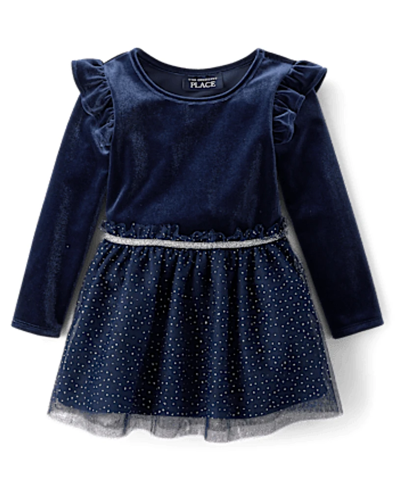 Baby And Toddler Girls Velour Glitter Star Tutu Dress