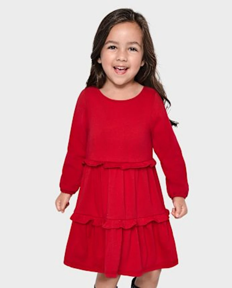 Baby And Toddler Girls Bow Back Tiered Dress