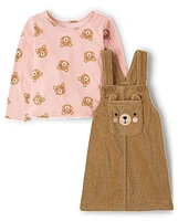 Toddler Girls Bear Skirtall 2-Piece Outfit Set