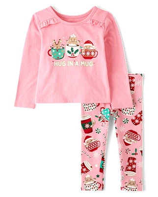 Toddler Girls Christmas Mug 2-Piece Outfit Set