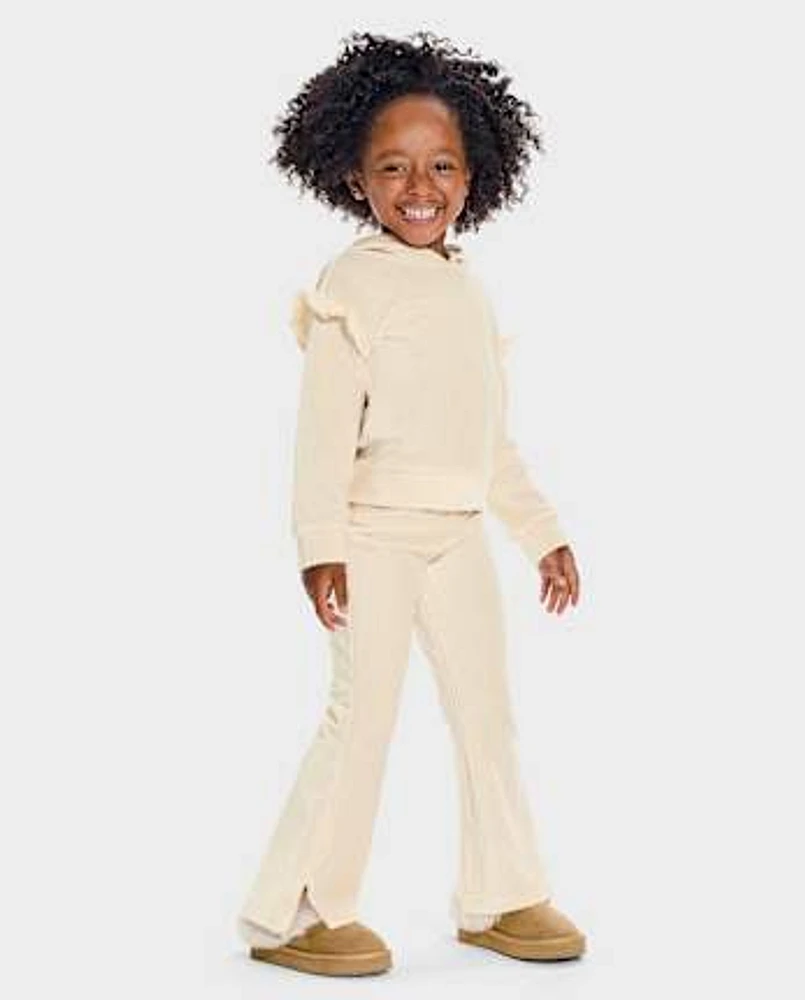 Toddler Girls Ribbed Velour 2-Piece Outfit Set