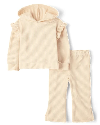 Toddler Girls Ribbed Velour 2-Piece Outfit Set