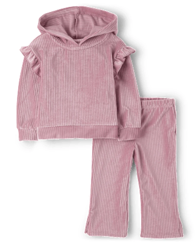 Toddler Girls Ribbed Velour 2-Piece Outfit Set