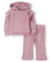 Toddler Girls Ribbed Velour 2-Piece Outfit Set