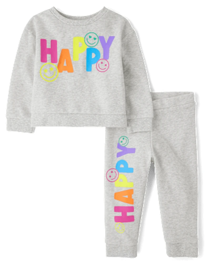 Toddler Girls Graphic Fleece 2-Piece Outfit Set