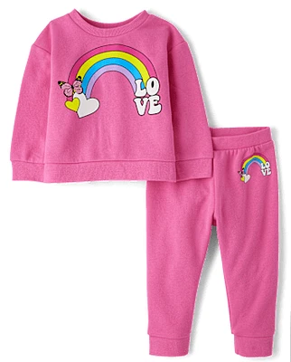 Toddler Girls Graphic Fleece 2-Piece Outfit Set