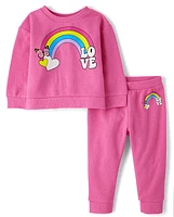 Toddler Girls Graphic Fleece 2-Piece Outfit Set