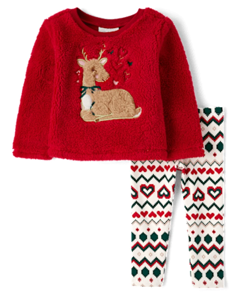 Toddler Girls Reindeer 2-Piece Outfit Set