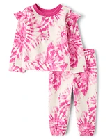 Toddler Girls Tie Dye Fleece 2-Piece Outfit Set