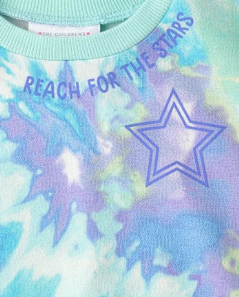 Toddler Girls Tie Dye Star Fleece 2-Piece Outfit Set