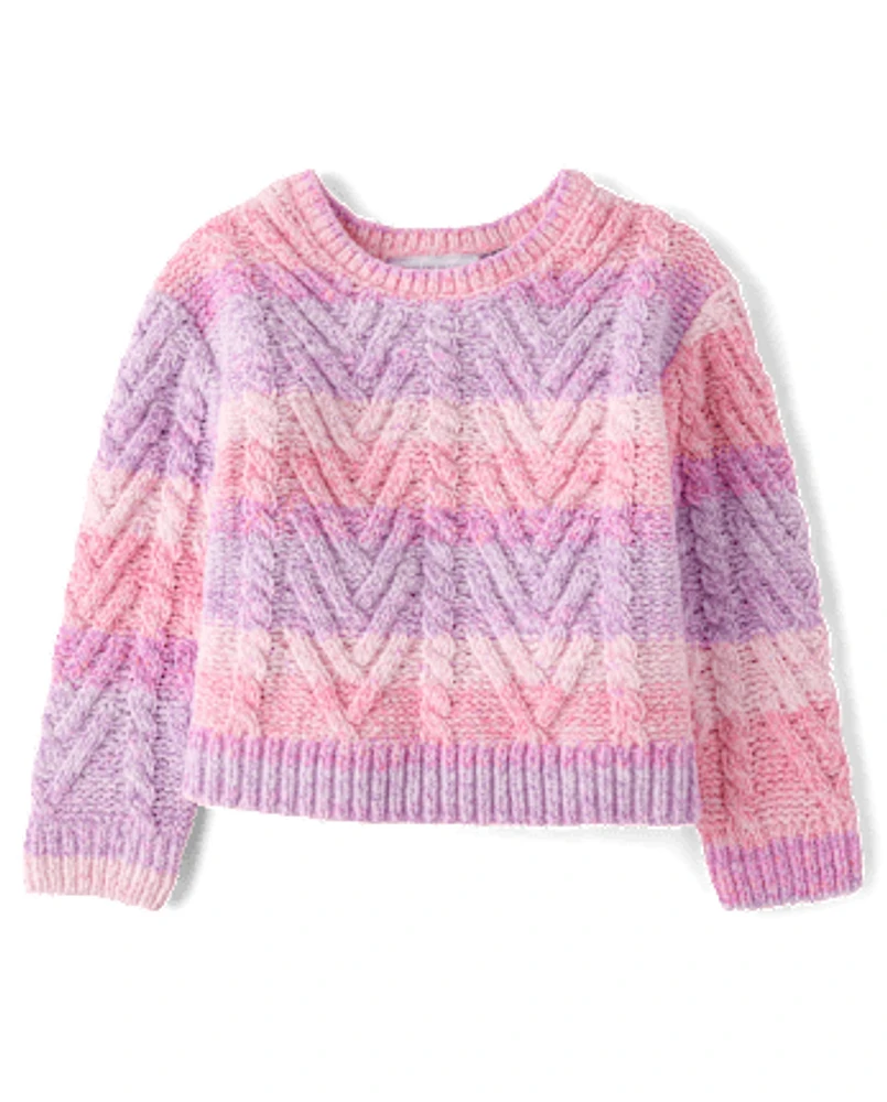 Toddler Girls Rainbow Ombre Chenille Sweater