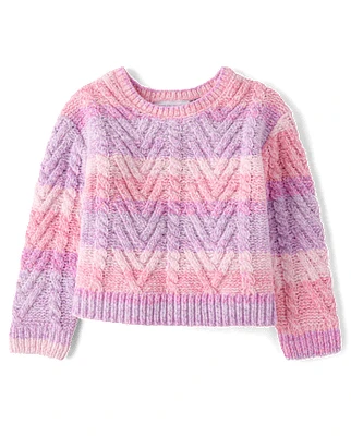 Toddler Girls Rainbow Ombre Chenille Sweater