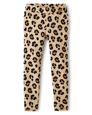 Girls Leopard Ponte Knit Jeggings