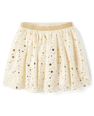 Girls Foil Star Mesh Skirt