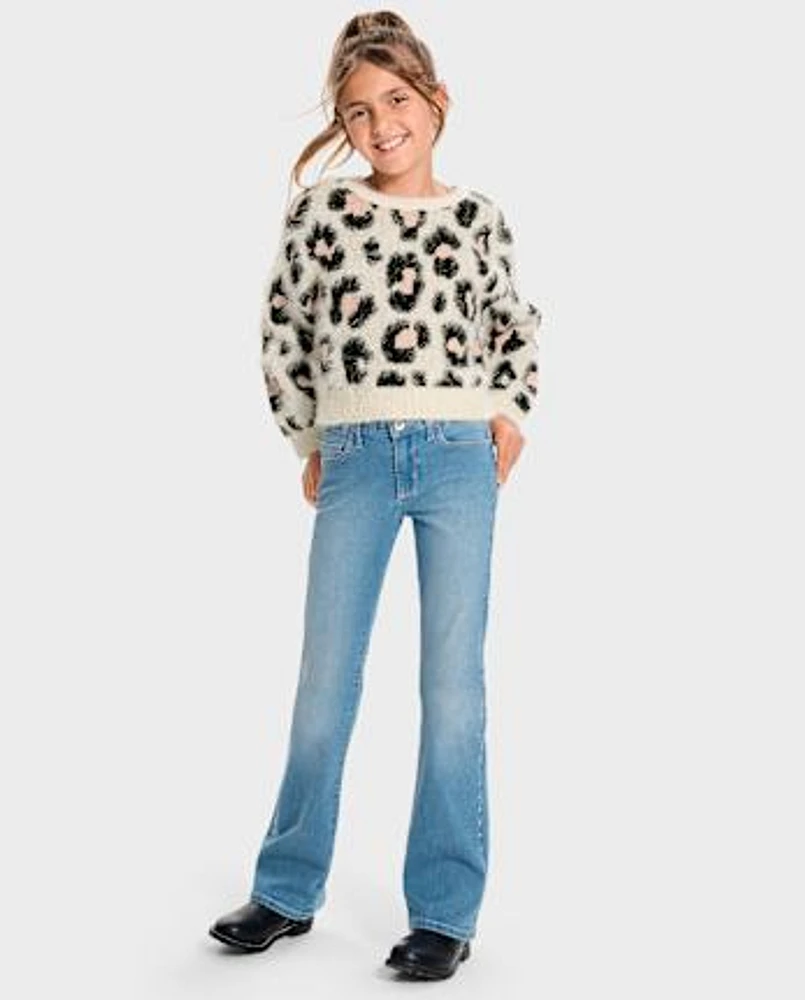 Girls Studded Flare Jeans